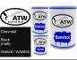 Preview: Chevrolet, Black (matt), WA848 / WA8555: 500ml Lackdose + 500ml Klarlack + 250ml Härter - Set, von ATW Autoteile West.